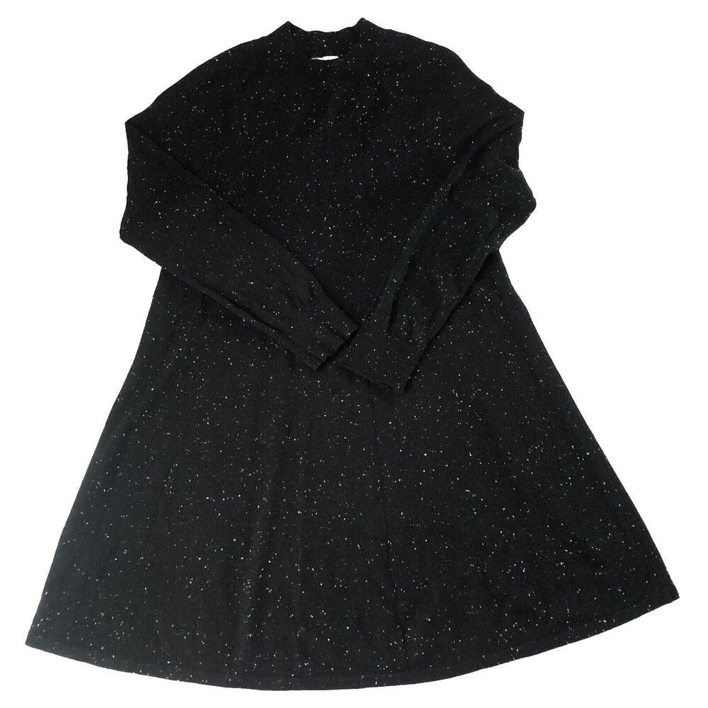 Loft Women’s Sweater Dress Black Speckled Mock Neck Size Small